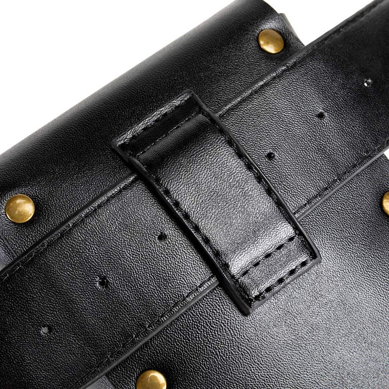 SUMGOGO Belt Pouch Waist Bag Fanny Pack Medieval Vintage Leather Pouch Cellphone Holder Holster Carry Belt Purse Pocket Casual Hiking Festival Renaissance Faire Costume Props Travel Wallet (Black) - Image 5